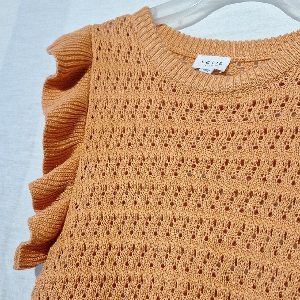 3/$20-Peach Knit Sweater Vest With Ruffles, Le Lis brand - Picture 6 of 11
